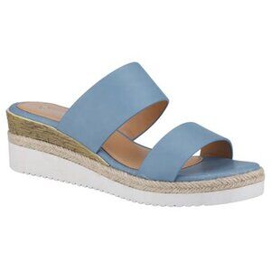 3/$25 Blue Wedge Espadrille Trim Slip On Sandals